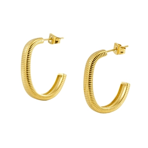 Textured 18K gold-plated stainless steel C-shaped hoop earrings for women in 18K gold