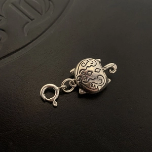 Unique S925 sterling silver cat eating fish pendant with spring clasp on leather background