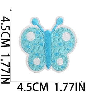 Tabella taglie dettagliata per la toppa ricamata a farfalla blu da 4,5 per 4,5 cm