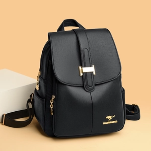 Women Fashion Backpack Lychee Texture PU Leather Large Capacity Travel Casual Retro Elegant Bag For Ladies