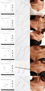 Detailed chart of S925 silver pearl necklaces showing sizes, styles and model display