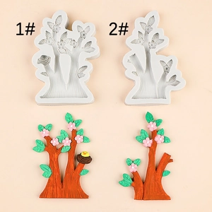 Baumform Silikonform Pfirsichblüte Blume Vogelnest Fondant Schokolade Tortendekoration Backwerkzeug DIY Harz Ton Handwerk