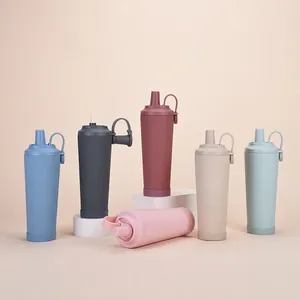 Stainless Steel Vacuum Insulated Tumbler With Tritan Boba Straw Magnetic Handle Leak Proof Travel Water Bottle Mug
