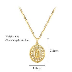 Détail du collier pendentif Vierge Marie avec dimensions et spécifications de poids