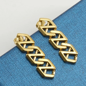Minimalist 18K gold plated stainless steel hollow geometric drop earrings for women