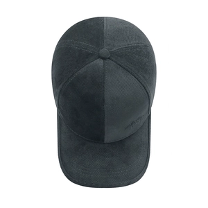 Deep grey winter baseball cap for men with fleece lining and mountain sport embroidery