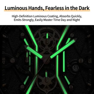 Men's multifunctional luminous sports watch with bright green markers in the dark