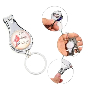 Creative Metal Nail Clipper Keychain Multi-Functional Bottle Opener Key Ring Memorial Pattern Gift For Parents