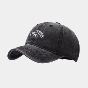 Cappellino da baseball grigio scuro lavato vintage con ricamo Aquiver e visiera curva