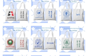 Canvas tote bag university logo series student shoulder bag white eco-friendly tote
