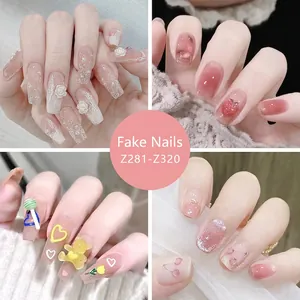 Glänzende Press On Nägel Mit 3D Strass Künstliche Perlen Blumen Herz Schleife Dekor Künstliche Nägel Full Cover Für Damen