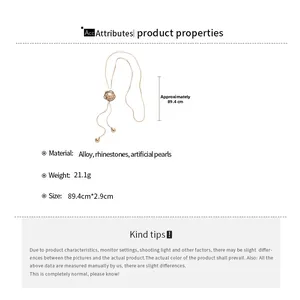 Spécifications de taille détaillées pour le collier pull perle fleur vintage