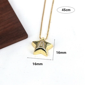 Elegant gold star necklace with letter A zircon pendant and dainty snake chain link