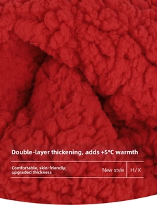 Detailed close-up of thickened red fleece lining for extra warmth and soft texture