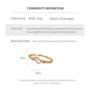 Detailed size chart showing 6.6cm diameter and 14.5g weight for the hollow gourd bangle