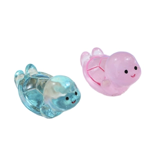 Luminous resin turtle figurines in pink and blue for DIY creative garden decoration