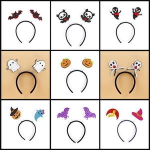 Halloween Headband Sequin Fabric Plastic Spring Boingy Pumpkin Ghost Skull Bat Party Costume Accessory Kids Adults