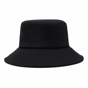 Classic black canvas bucket hat with stitched brim and a minimalist outdoor design