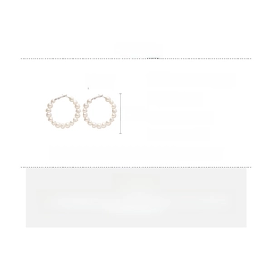 Detailed view of 5.5cm large pearl hoop earrings with size and weight specifications