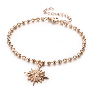 Bracelet à billes élégant en acier inoxydable doré rose 18 carats avec étoile