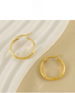 Detail of 18K gold-plated earrings with Greek key pattern, lead and nickel free