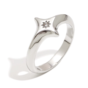 Elegant silver stainless steel ring with a sparkling North Star moissanite center stone