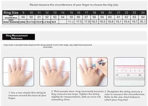 Detailed ring size chart showing inner circumference and diameter measurements 9 to 24