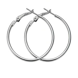 Minimalist high-polished silver stainless steel large hoop earrings for women in 1688 style