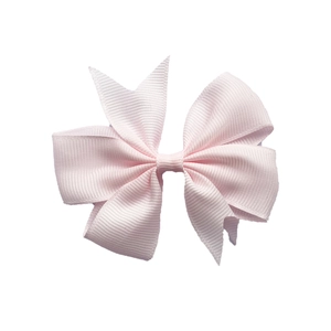 Pink grosgrain ribbon bow hair clip with textured ribbed fabric for baby girls