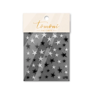 Relief embossed star nail art stickers in black and white with 3D shooting star effects