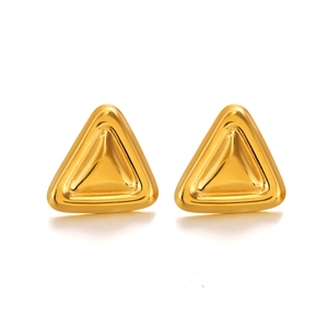 Boucles d'oreilles triangulaires minimalistes en acier inoxydable poli doré