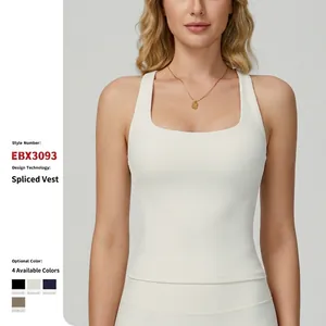 Débardeur de Yoga Nervuré pour Femmes Col Carré Impact Élevé Brassière de Sport Entraînement Fitness EBX3093