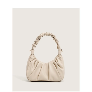 Ruched Shoulder Bag For Women PU Leather Cloud Underarm Handbag With Adjustable Strap Chic Small Square Bag