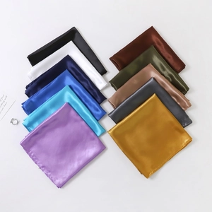 90cm square satin silk scarf collection with various solid colors and fine rolled edges