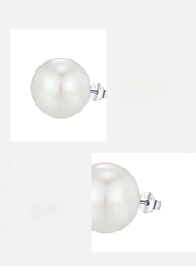 Detail shot of 925 sterling silver pearl earring showing premium texture and hallmark