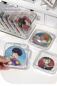 Macro shot of stackable transparent acrylic organizer boxes with a secure flip-top lid design