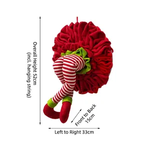 Christmas elf leg decoration with red and white stripes for 52cm holiday party wreaths