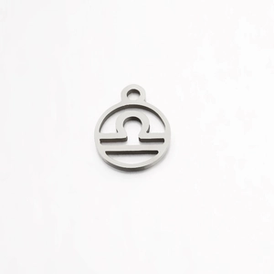 Polished stainless steel Libra zodiac pendant with minimalist hollow circular design