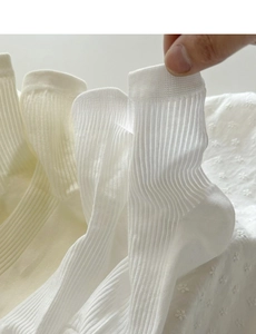 Détail montrant le design en maille aérée et la texture rayée des chaussettes respirantes