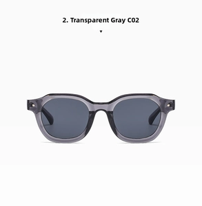 Detailed view of punk hip hop sunglasses with transparent grey frame and silver studs