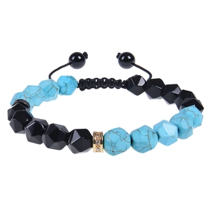 Natural Stone Beaded Bracelet Adjustable Woven Rope Turquoise Obsidian Tiger Eye Rhinestone Jewelry For Men Women