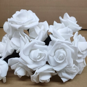 Detailed close-up of white foam rose petals showing soft texture for outdoor garden lights