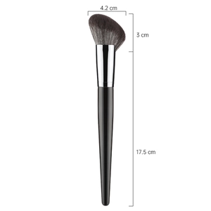 Angled contour brush with black handle and gradient bristles, size 17.5cm for makeup