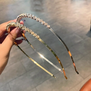 Elegant thin metal headbands with sparkling rhinestones in gold and silver finishes