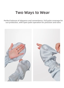 Detail of silk sun protection sleeves showing wrist elastic and finger loop designs