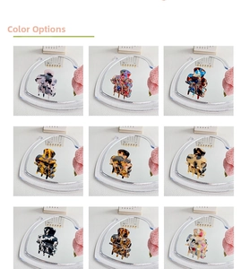 Nine colorful acetic acid hair clips in shell and marble patterns shown in a grid