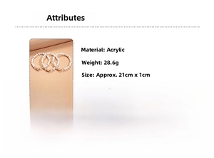 Detailed view of three-piece white acrylic beaded flower bracelet with 21cm length size