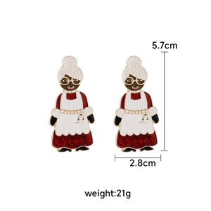 Cartoon acrylic earrings featuring elderly lady figure with 5.7cm height measurements