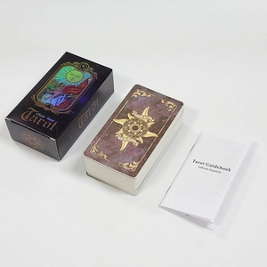 Classic Tarot cards set with black gold-stamped box and Spanish guide booklet