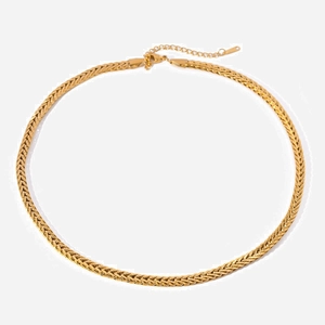 Stainless Steel Woven Twisted Chain Necklace 18K Gold Plated Minimalist Elegant Fashion Jewelry Gift For Women